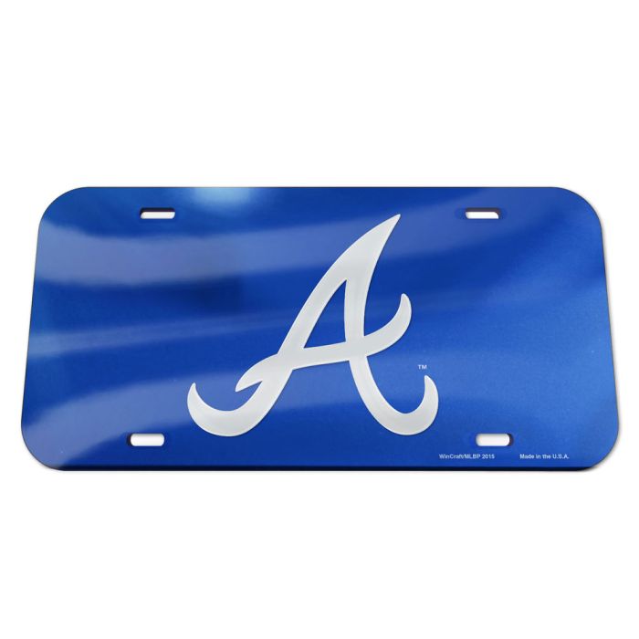 Atlanta Braves Blue Specialty Acrylic License Plate - J&W Sports Apparel
