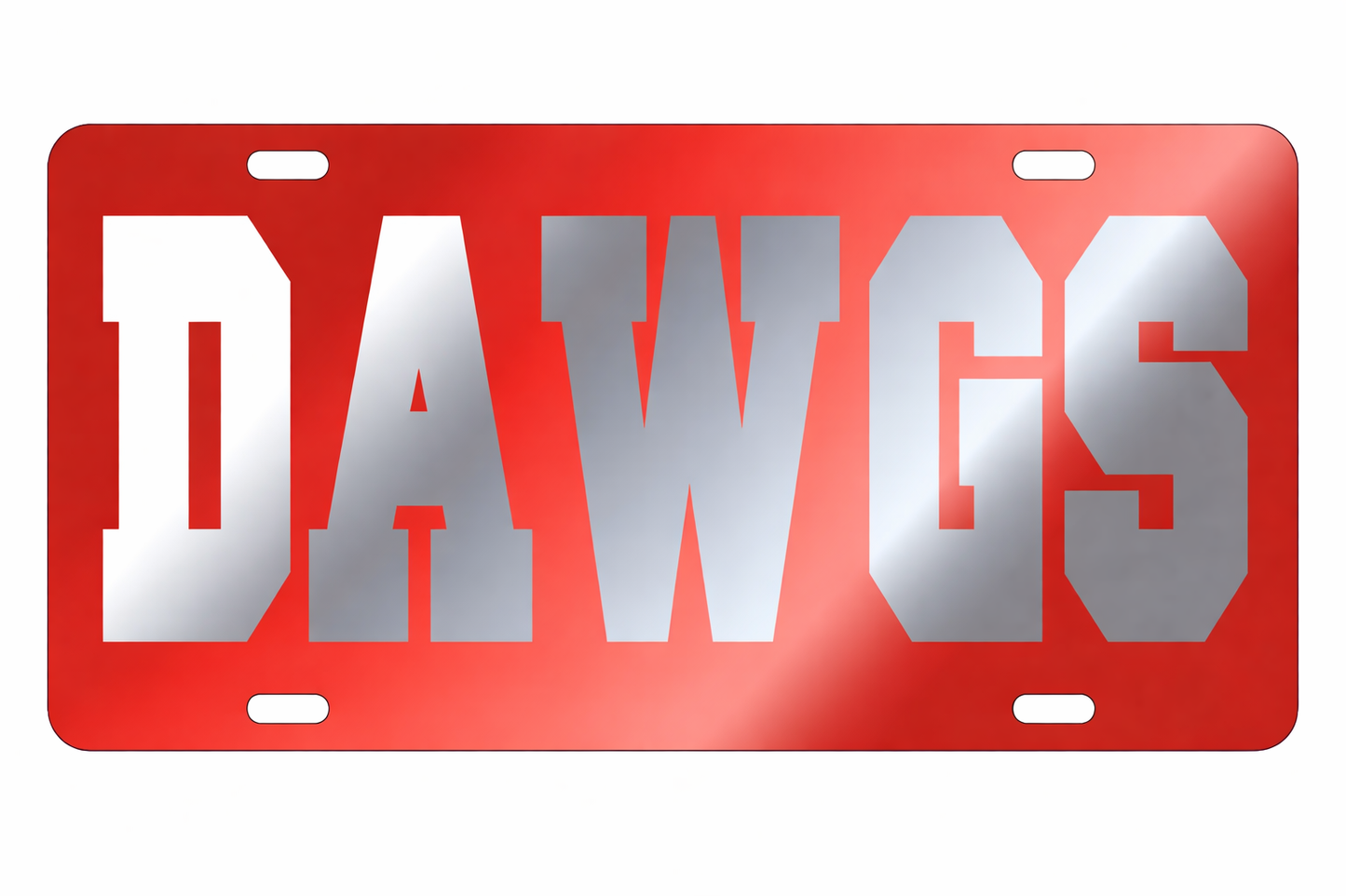Georgia Bulldogs Red-Silver "DAWGS" License Plate Car Tag