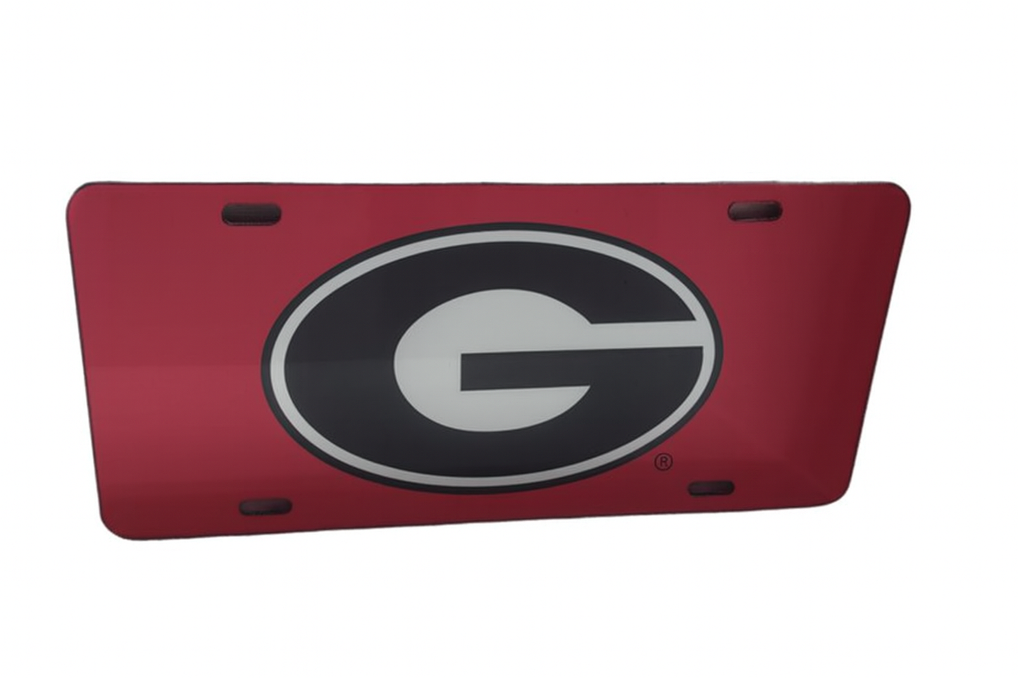 Georgia Bulldogs Light Red Car Tag W/Silver/Black Logo "G"