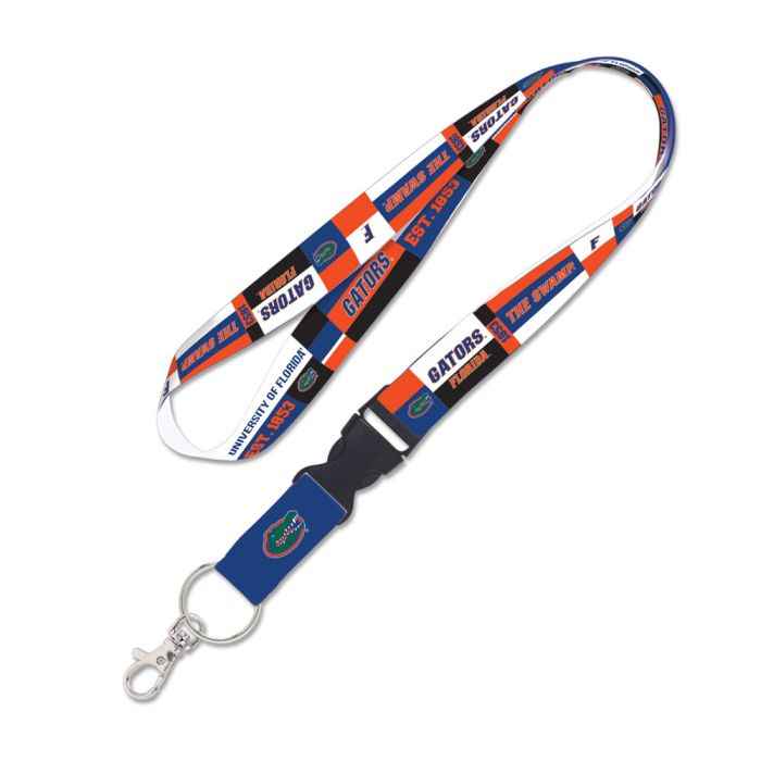 FLORIDA GATORS COLOR BLOCK LANYARD W/DETACHABLE BUCKLE 1"