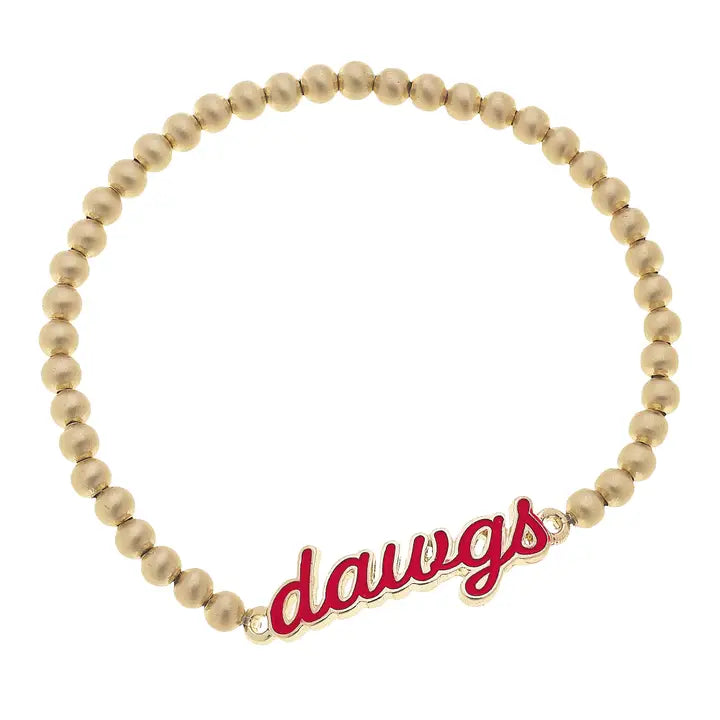 Georgia Bulldogs Enamel Script Stretch Bracelet in Red - J&W Sports Apparel