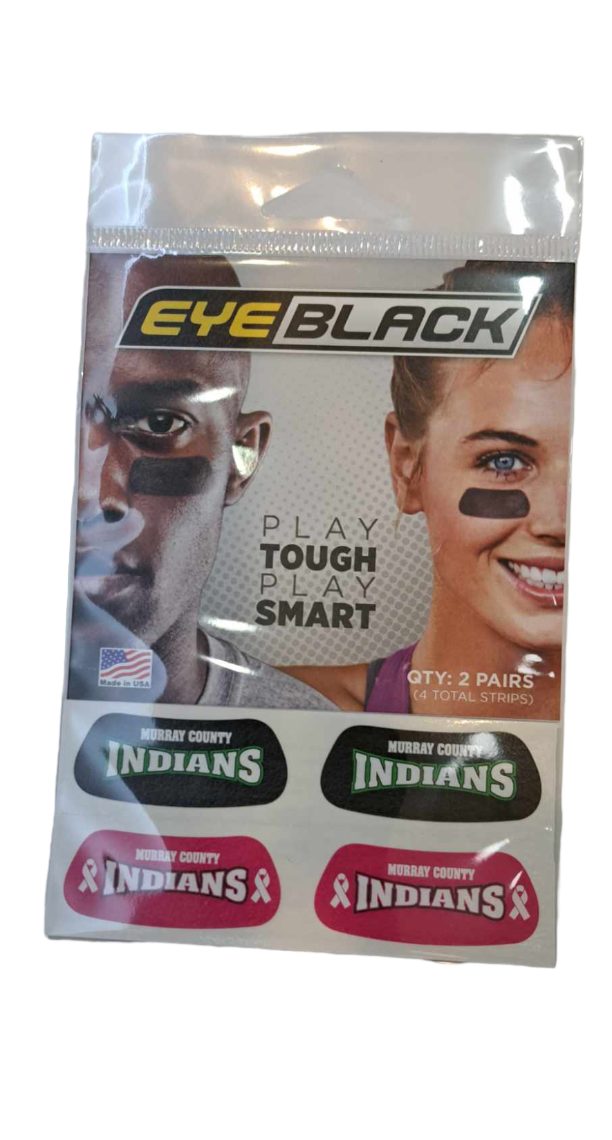 Murray County Indians - Eyeblack 4 Pack Breast Awareness with Black EyeBlack Indians
