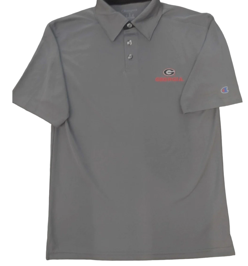 Georgia Bulldogs Polo- CHAMPION Performance Fabric-Grey