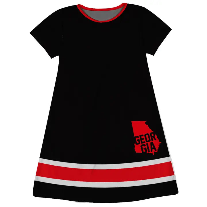 Georgia Black & Red Short Sleeve A Line Dress - J&W Sports Apparel
