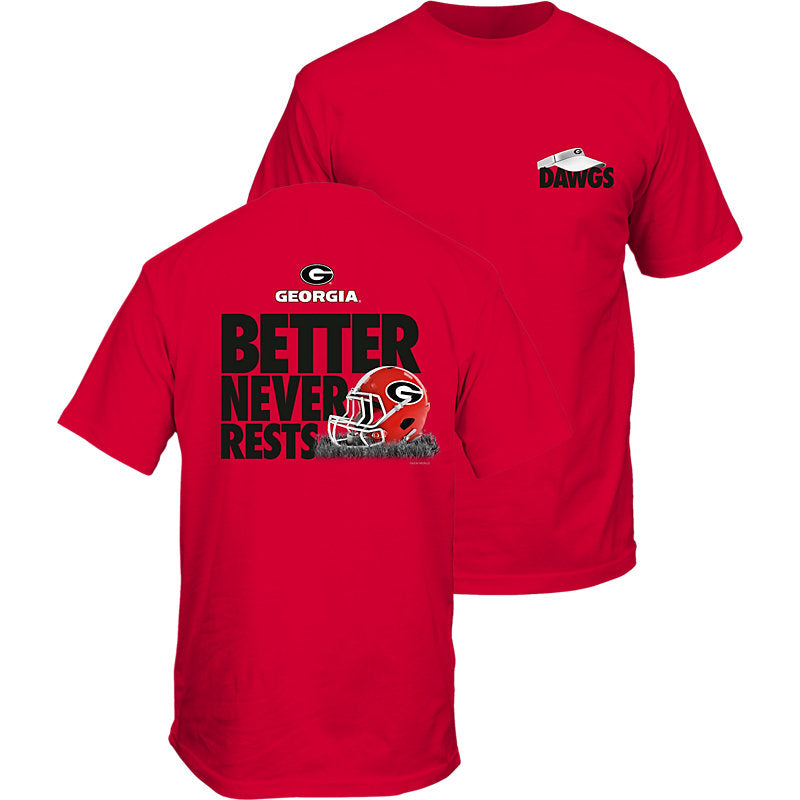 GEORGIA BULLDOGS - UGA BETTER NEVER RESTS RED SHIRTS - J&W Sports Apparel