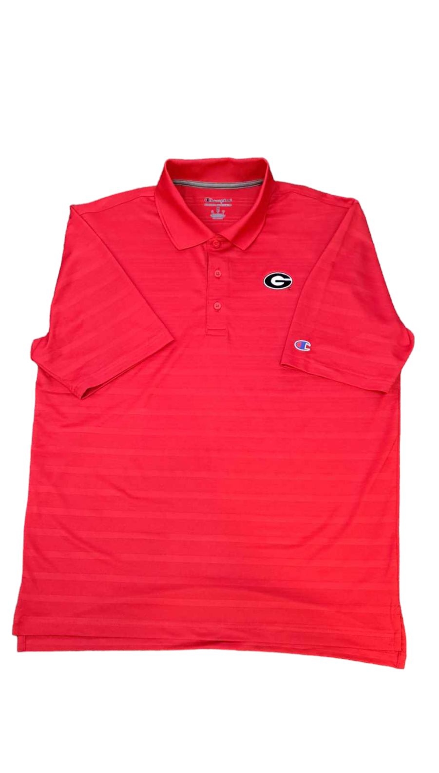 Georgia Bulldogs Champion Red Textured Stripe Performance Polo - J&W Sports Apparel