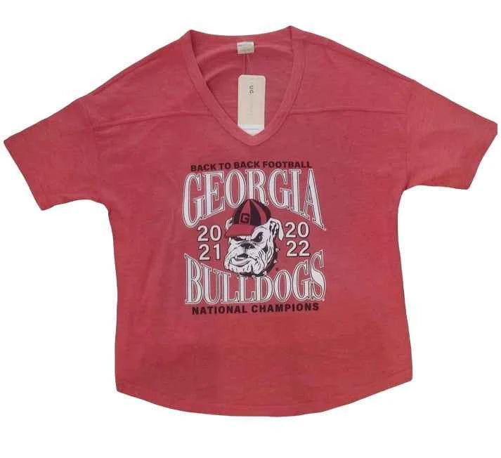UG Apparel Women's V-Neck Back to Back National Champs Shirt