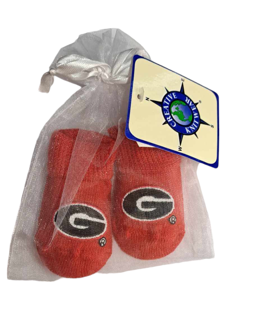 Georgia Bulldogs Baby Red Gift Bag Booties - J&W Sports Apparel