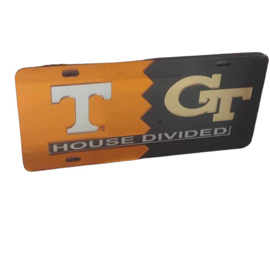 Tennessee  Georgia Tech House Divided Car Tag - J&W Sports Apparel