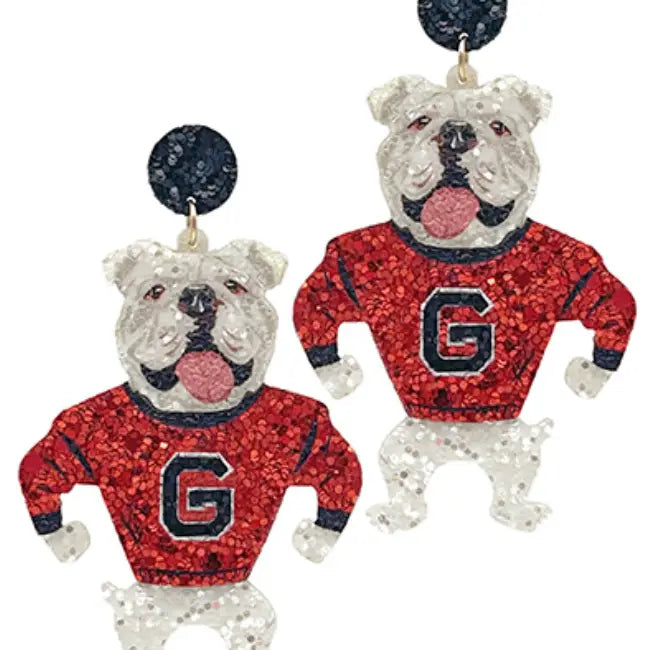 Georgia Bulldogs Glitter (Gameday Accessory) Earrings - J&W Sports Apparel