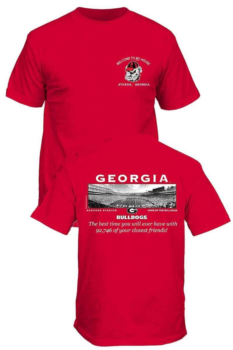 Georgia Football Friends Stadium Short Sleeve Red T-Shirt