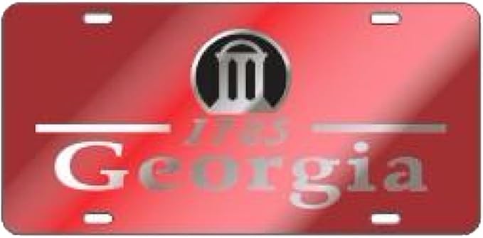 Georgia Bulldogs Laser Cut 1785 Car Tag-Red - J&W Sports Apparel