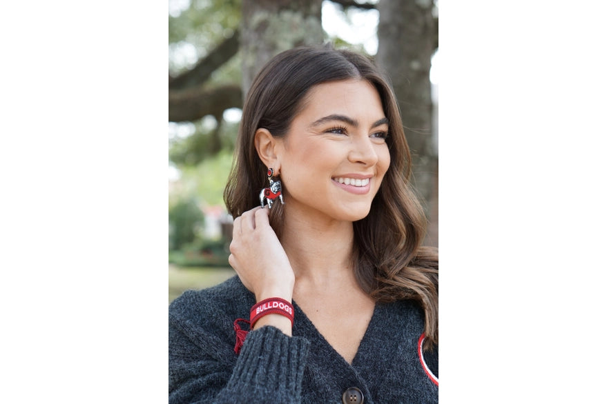 Georgia Hairy Dawg Resin Mascot Earrings in Red/Black