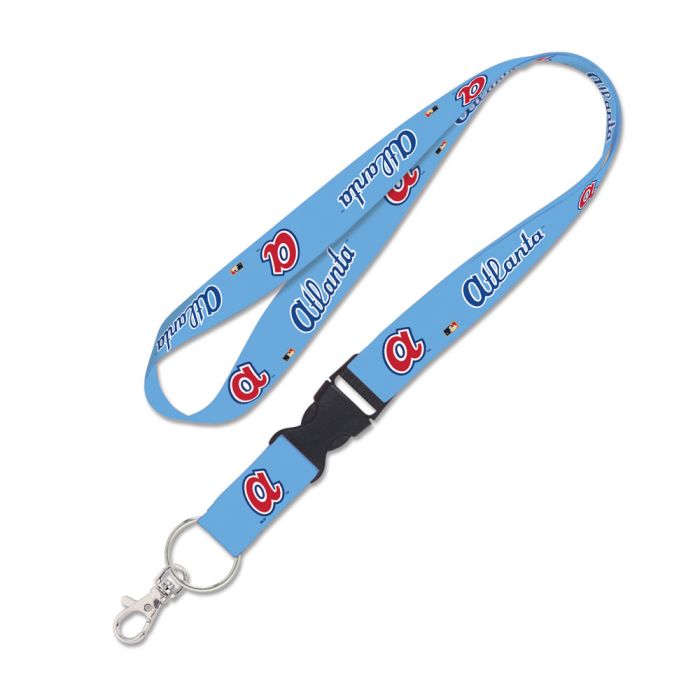 ATLANTA BRAVES LANYARD BABY BLUE W/DETACHABLE BUCKLE 1" - J&W Sports Apparel
