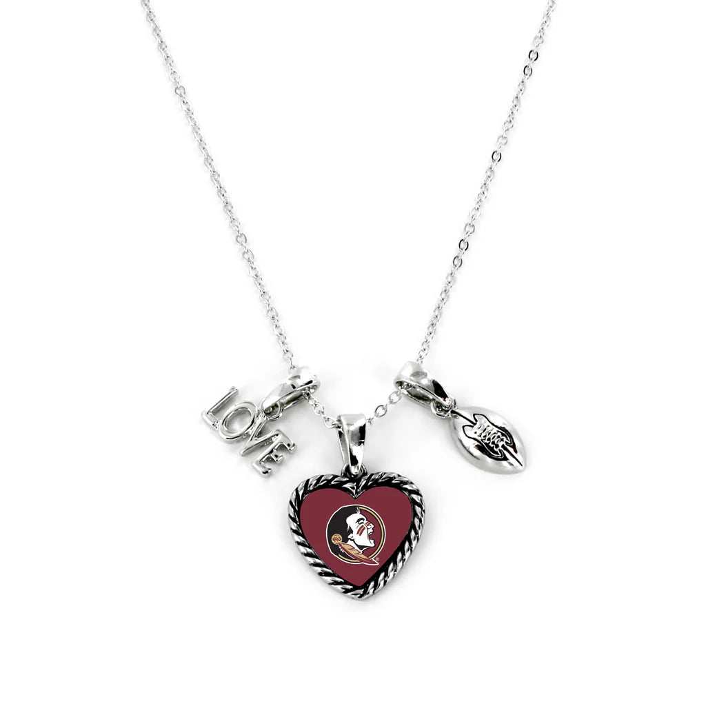 FLORIDA STATE SEMINOLES NECKLACE CHARMED SPORT LOVE FOOTBALL - J&W Sports Apparel