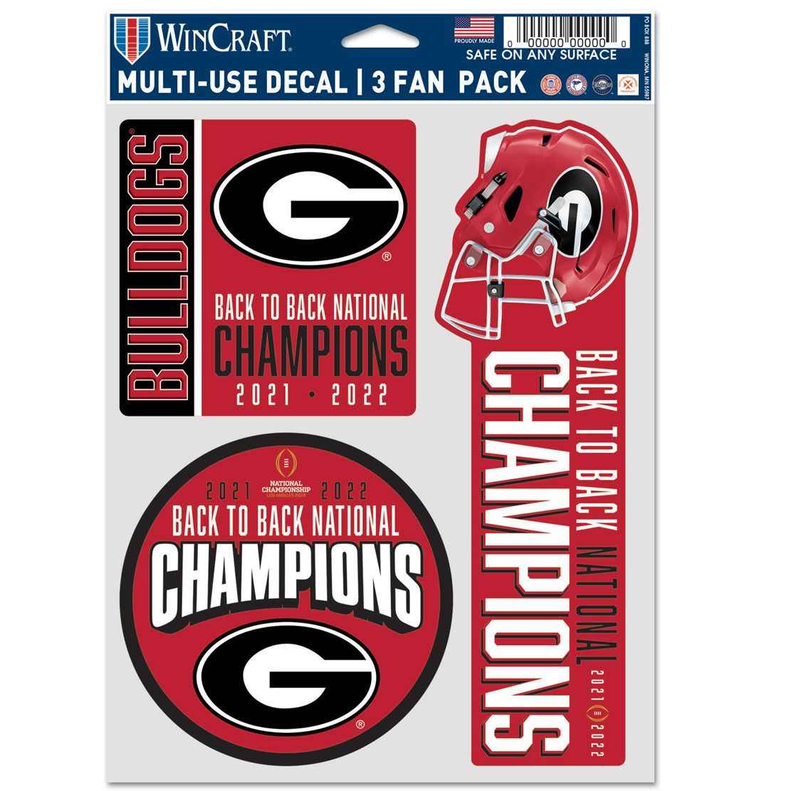 NATIONAL FOOTBALL CHAMPIONS GEORGIA BULLDOGS COLLEGE FOOTBALL PLAYOFF MULTI USE 3 FAN PACK