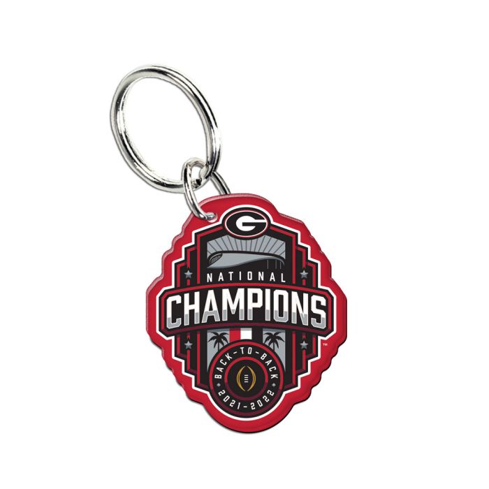 NATIONAL FOOTBALL CHAMPIONS GEORGIA BULLDOGS COLLEGE FOOTBALL PLAYOFF PREMIUM ACRYLIC KEY RING - J&W Sports Apparel