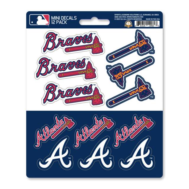 Atlanta Braves 12 Count Mini Decal Sticker Pack - J&W Sports Apparel