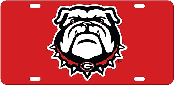 Georgia Bulldog Laser Cut New Bulldog Head Red License Plate Tag - J&W Sports Apparel