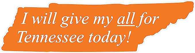 Tennessee Volunteers- I Will Give My All For Tennessee Today Wall Sign (32 in)