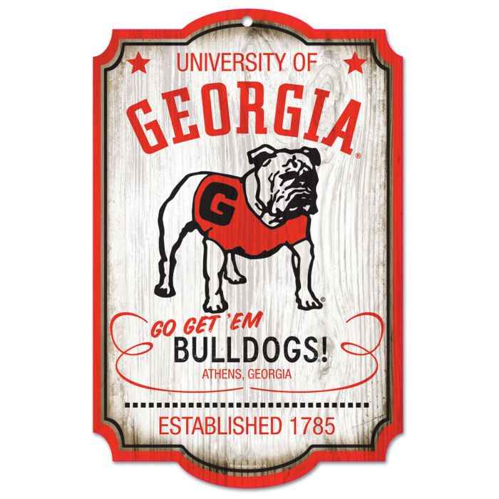 GEORGIA BULLDOGS / VINTAGE COLLEGIATE VAULT WOOD SIGN 11" X 17" 1/4" THICK