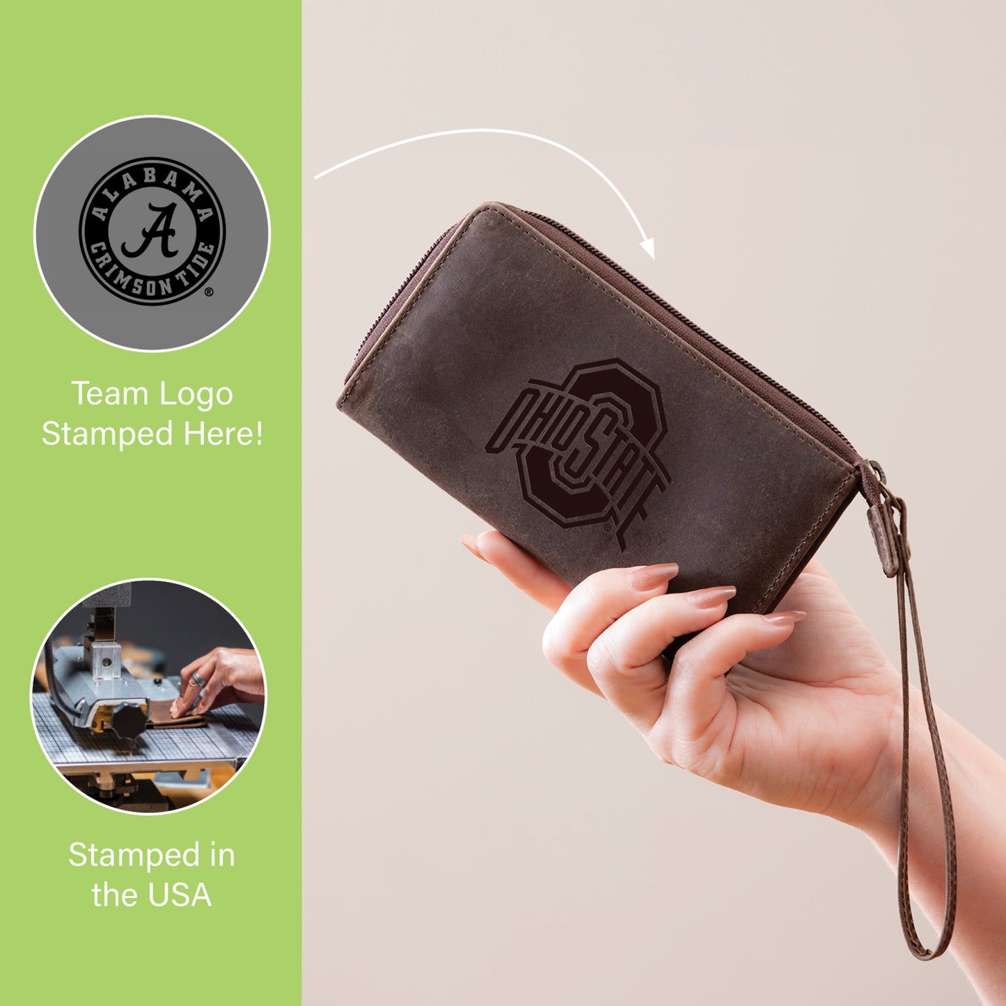 Alabama Crimson Tide - Wristlet Wallet, Brown - J&W Sports Apparel