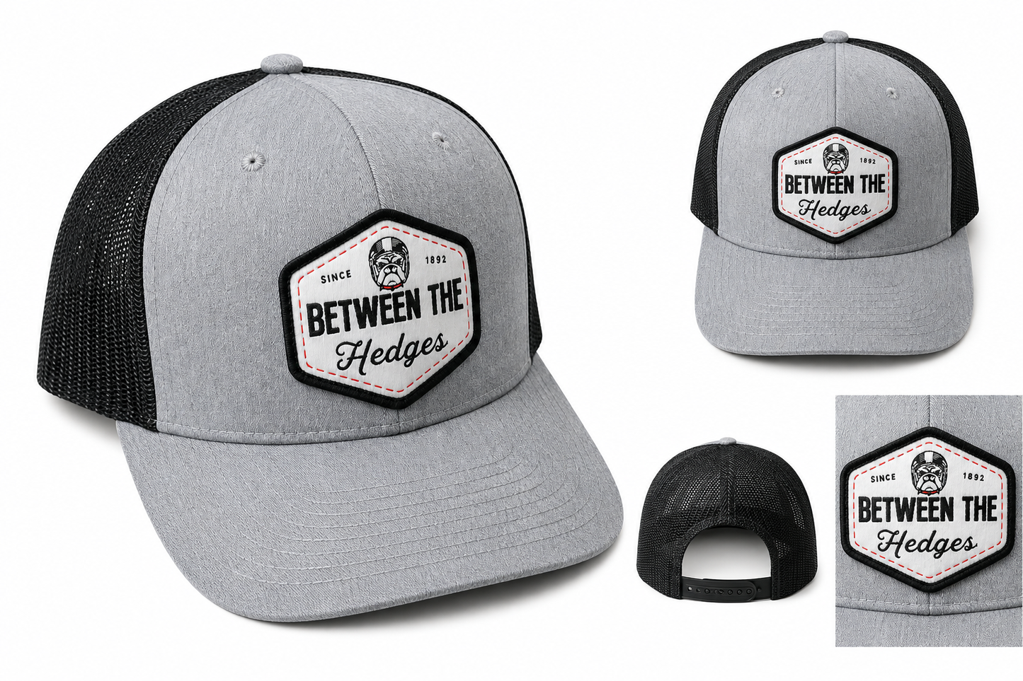 Between the Hedges" Trucker Hat - Heather Grey / Black
