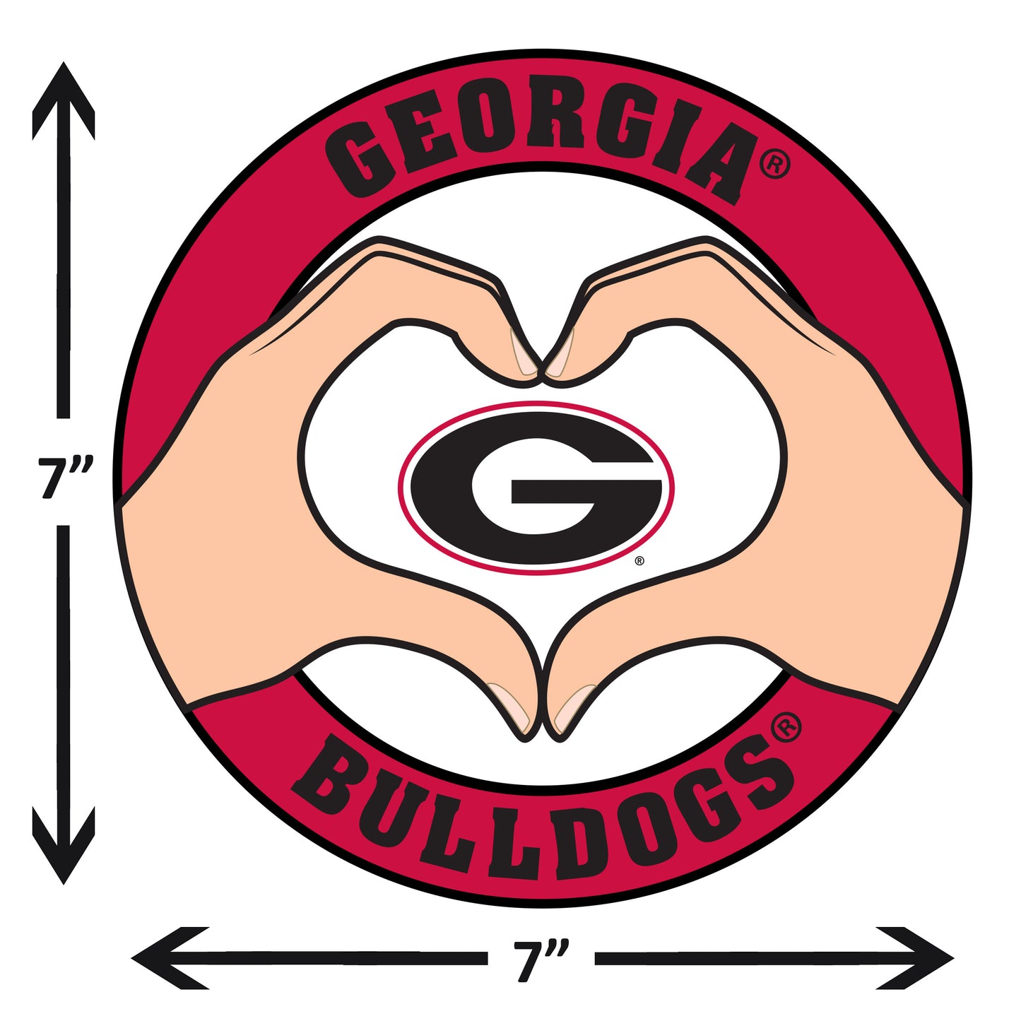 Georgia Bulldogs Heart Hands Decal