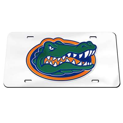 Florida Gators - Inlaid Acrylic License Plate White Background - J&W Sports Apparel