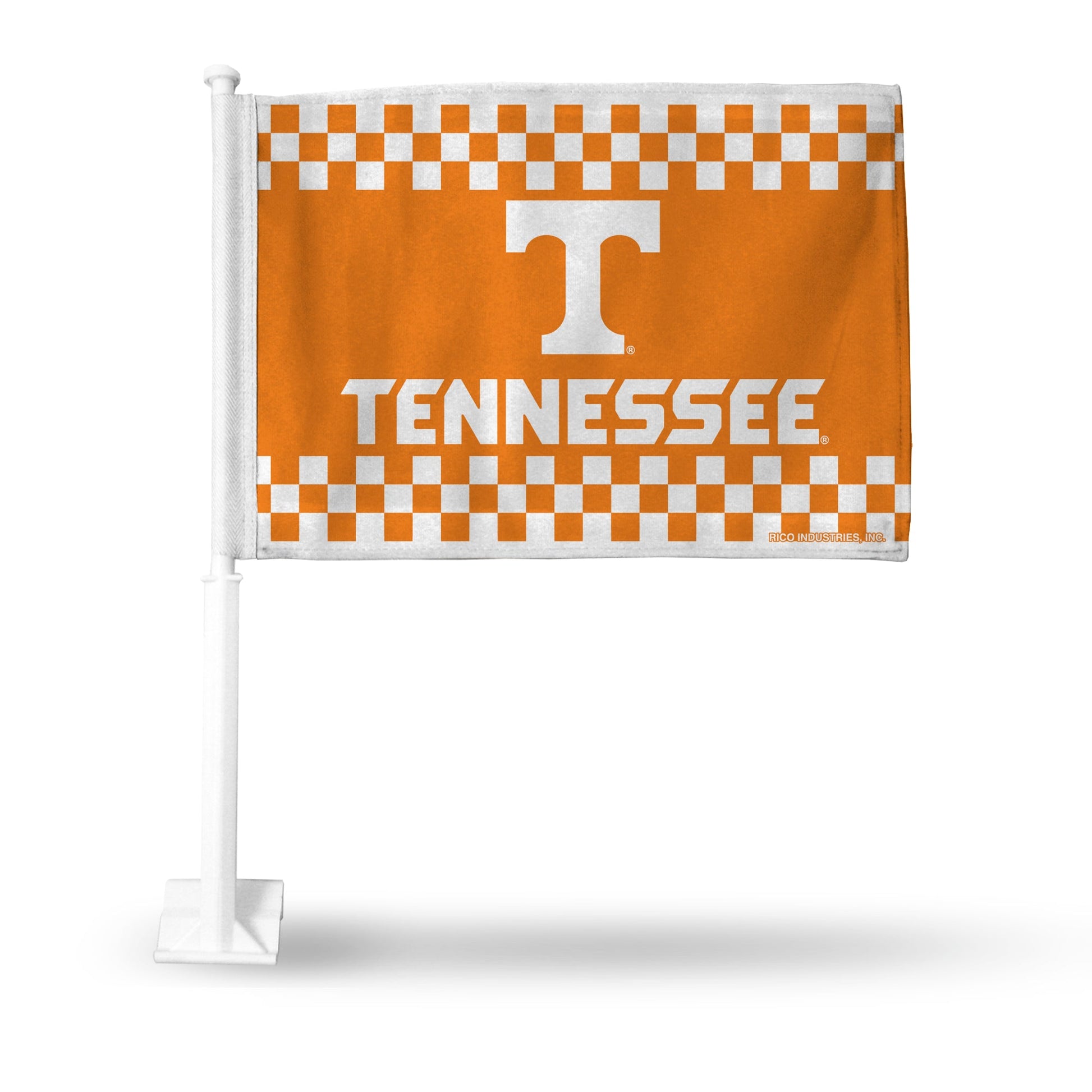 Tennessee Volunteers Double Sided Car Flag - 16" x 19" - Strong Pole that Hooks Onto Car/Truck/Automobile - J&W Sports Apparel