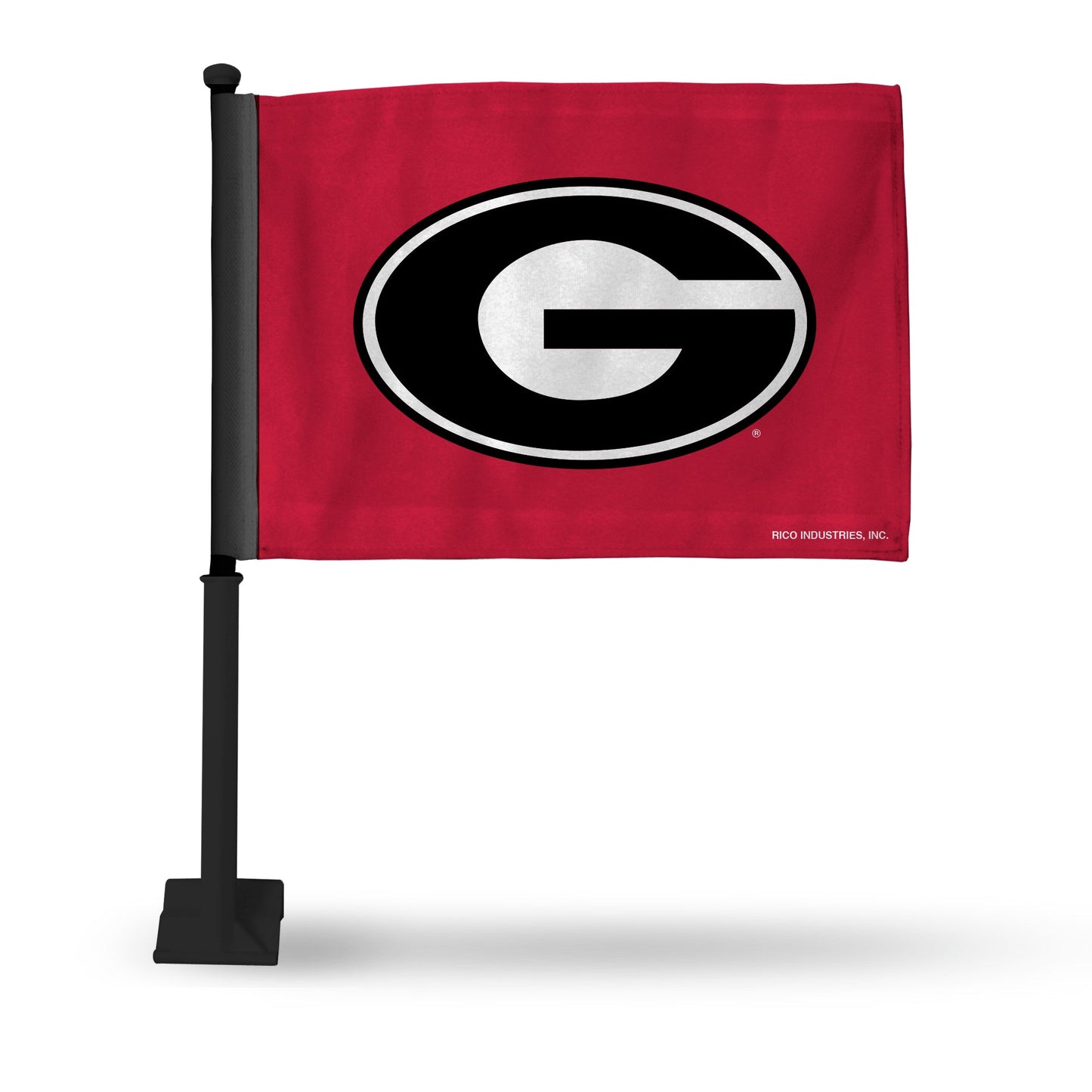 Georgia Bulldogs Double Sided Car Flag - 16" x 19" - Strong Black Pole that Hooks Onto Car/Truck/Automobile - J&W Sports Apparel