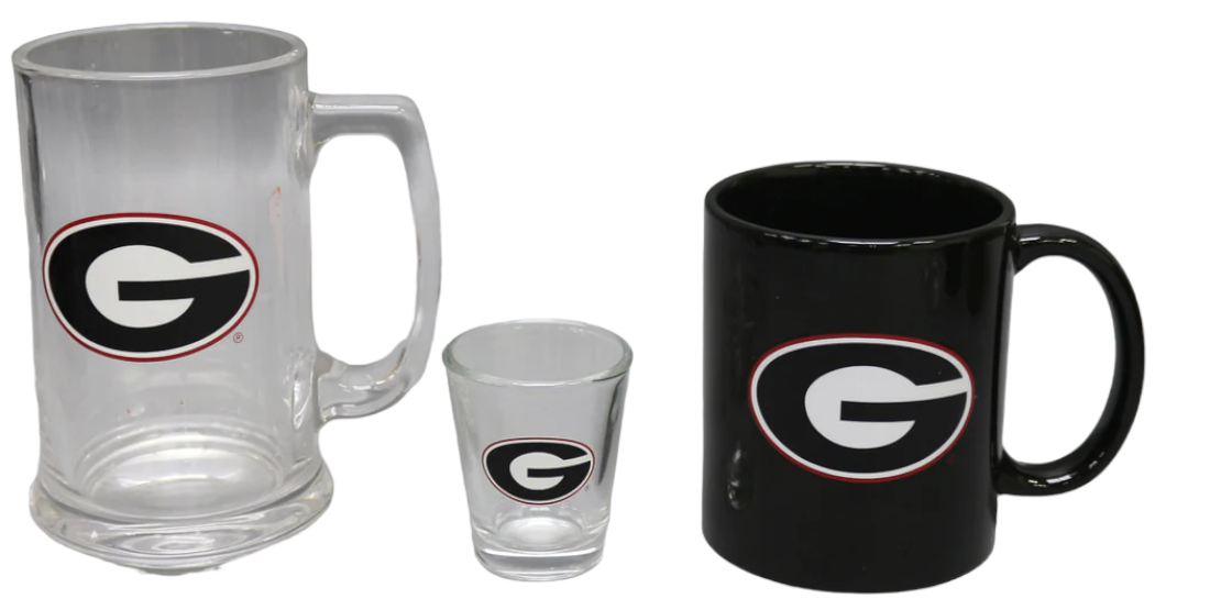 Georgia Bulldogs 3pc Drinkware Giftset - Black Mug - J&W Sports Apparel