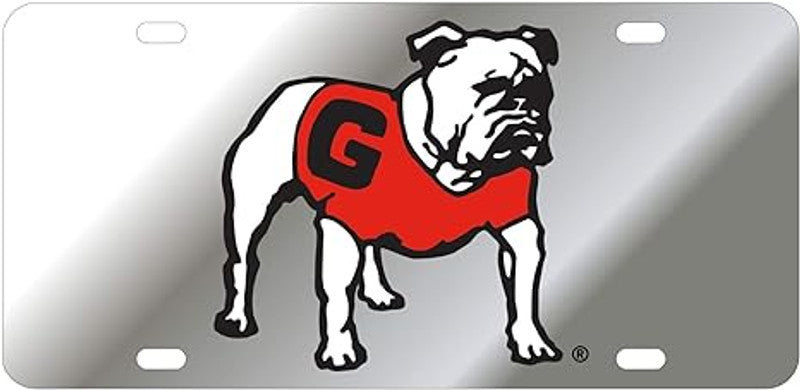 Georgia Bulldogs Laser Cut Standing Bulldog Silver License Plate - J&W Sports Apparel