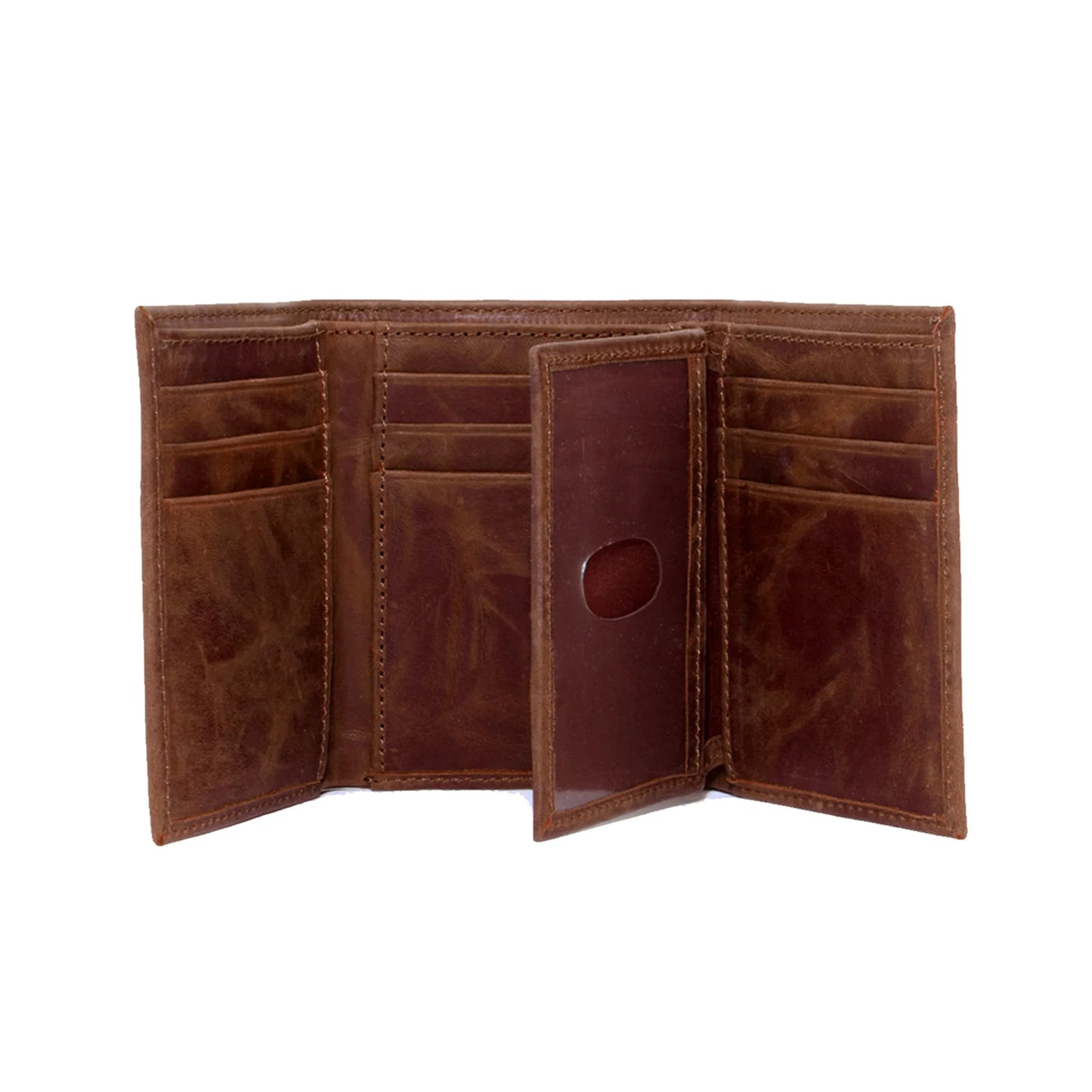 Georgia Bulldogs Brown Tri Fold Leather Wallet - J&W Sports Apparel
