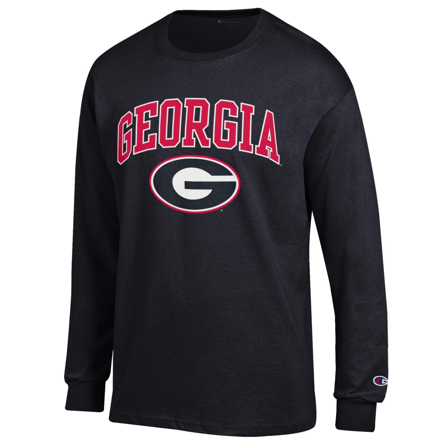 Georgia Bulldogs - Black Powerblend Fleece Crew Long Sleeve T-Shirt - J&W Sports Apparel