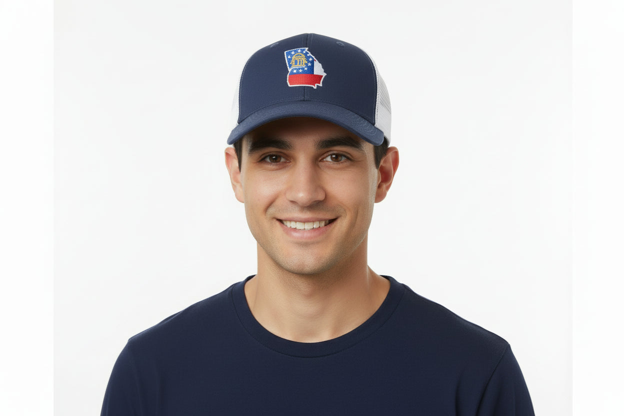 Peach State Pride - Georgia Flag Mesh Back Trucker Hat