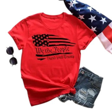 We the People Stand With Trump Red USA Patriotic Graphic Tee - J&W Sports Apparel