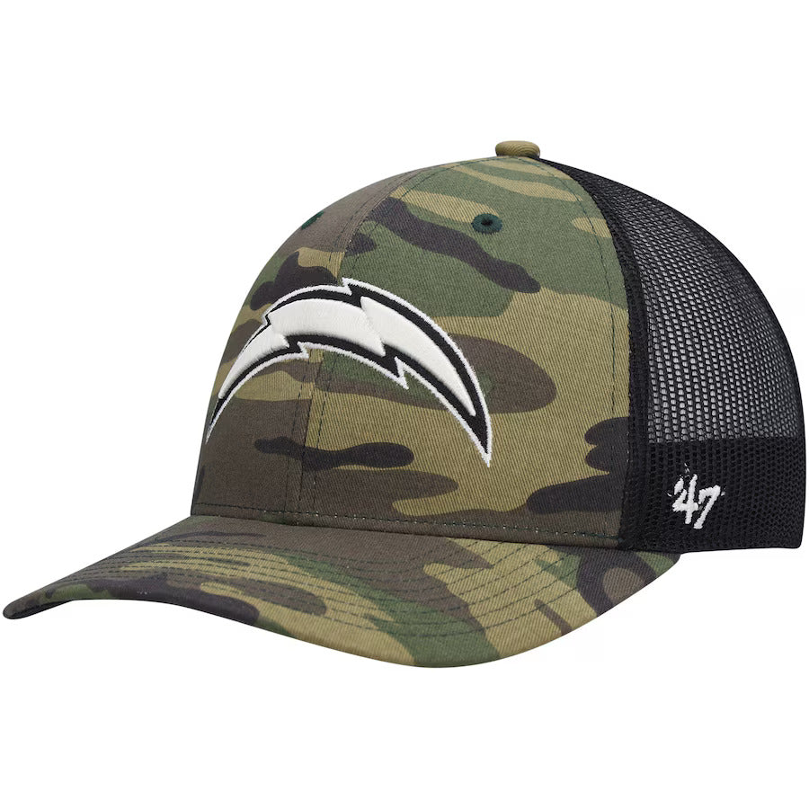 Los Angeles Chargers Trucker Adjustable Hat Camo Black - J&W Sports Apparel