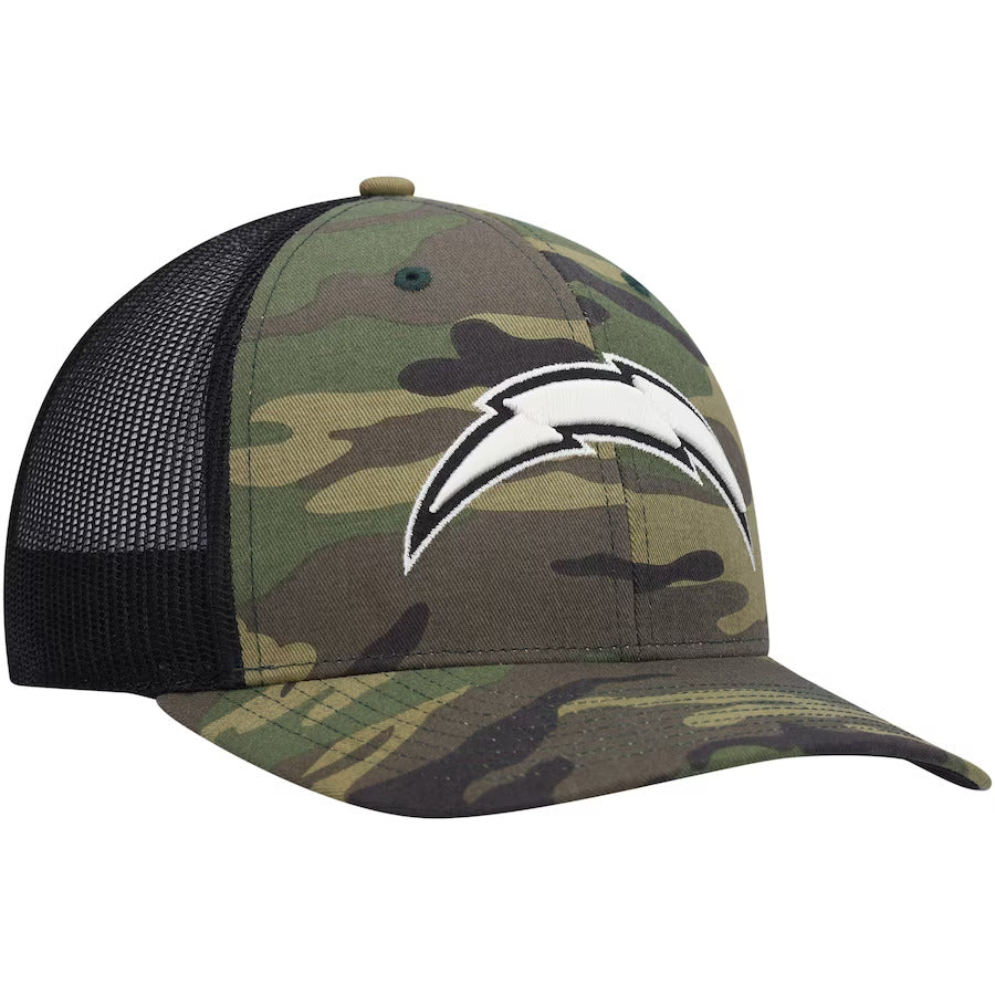Los Angeles Chargers Trucker Adjustable Hat Camo Black - J&W Sports Apparel