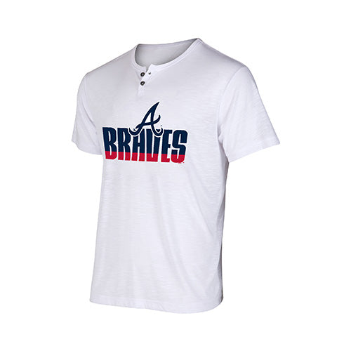 ATLANTA BRAVES TEAM STRIPE MEN'S S/S KNIT HENLEY TOP - J&W Sports Apparel