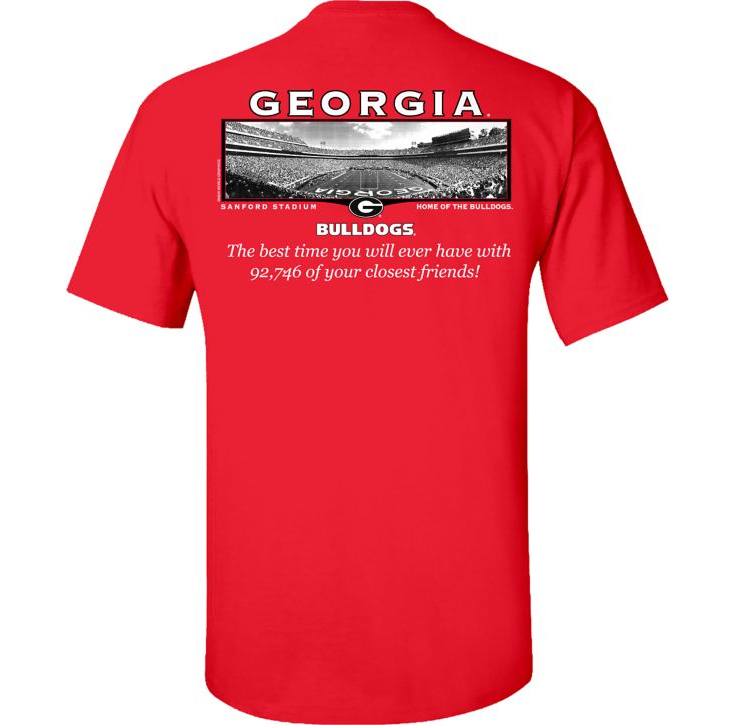 Georgia Football Friends Stadium Short Sleeve Red T-Shirt
