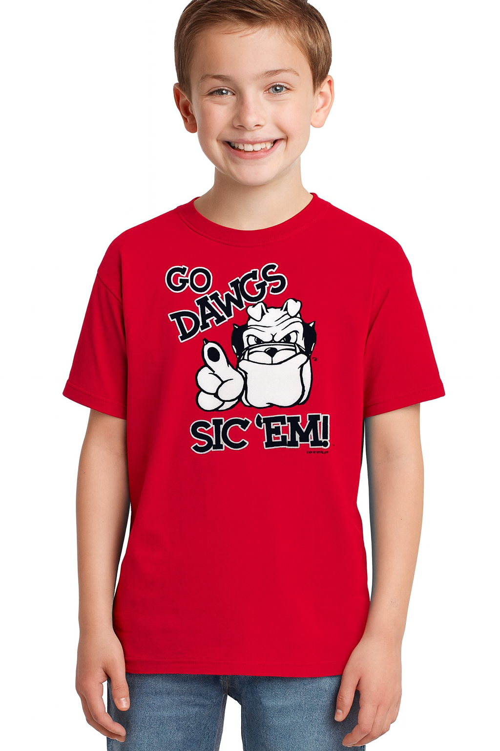 Georgia Bulldogs Youth T-shirt - "Go Dawgs, Sic ‘Em" (Red)