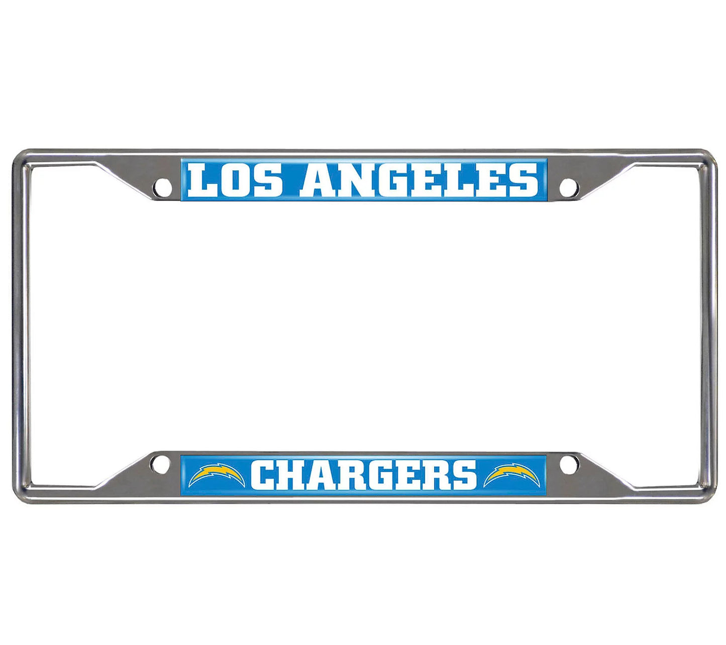Los Angeles Chargers Chrome Metal License Plate Frame, 6.25in x 12.25in - J&W Sports Apparel
