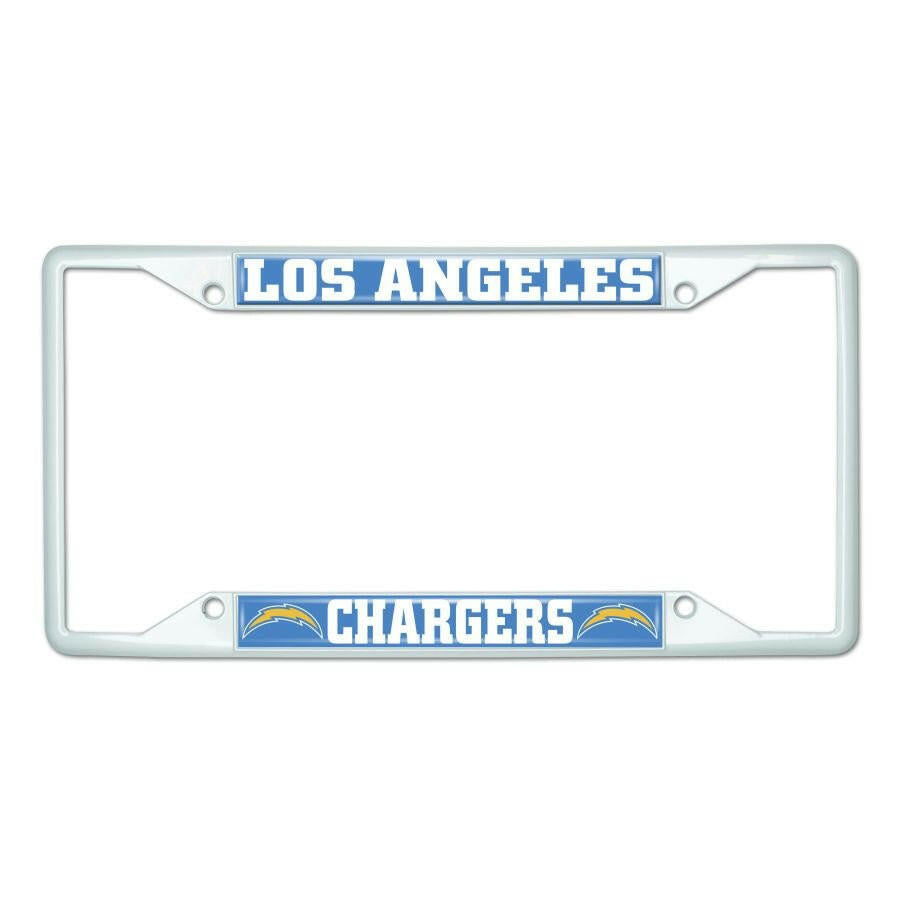 Los Angeles Chargers White Metal License Plate Frame - 6.25"x12.25" - J&W Sports Apparel