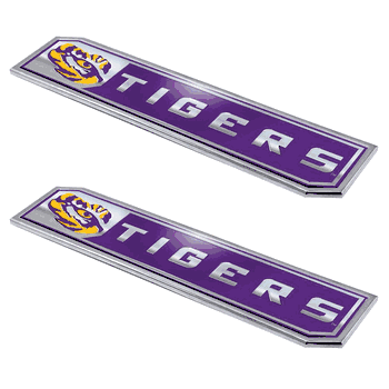 LSU Tigers 2 Piece Heavy Duty Aluminum Embossed Truck Emblem Set - J&W Sports Apparel