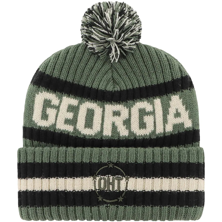 Georgia Bulldogs OHT Military Appreciation Bering Green Cuffed Knit Hat with Pom
