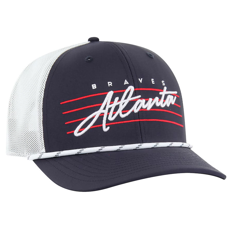 Atlanta Braves '47 Downburst Trucker Adjustable Hat - Navy