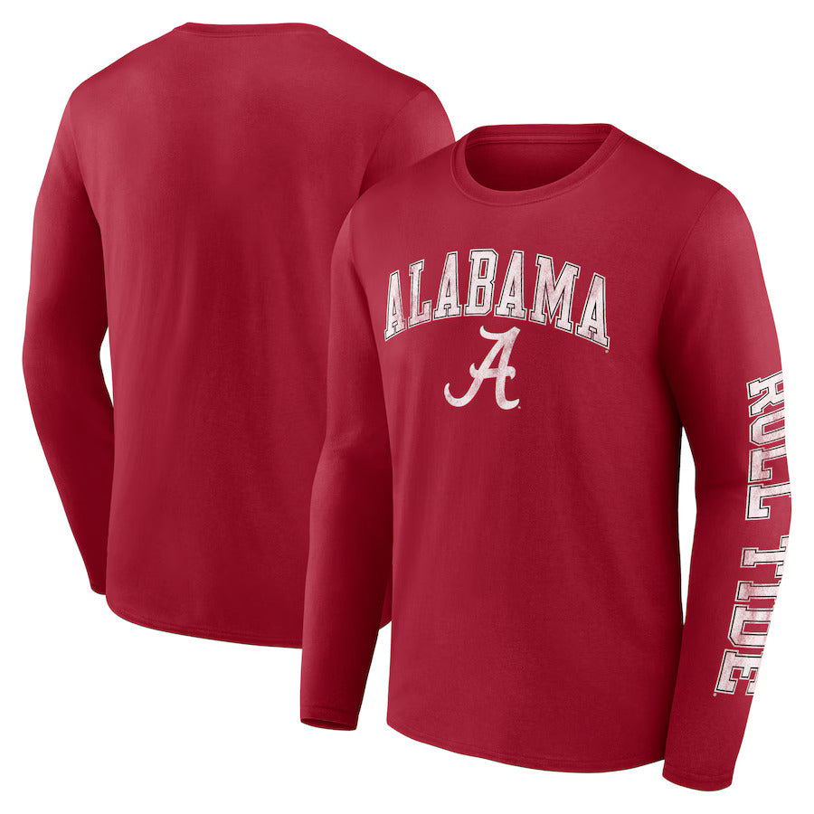 Alabama Crimson Tide Fanatics Distressed Arch Over Logo Long Sleeve T-Shirt - Crimson