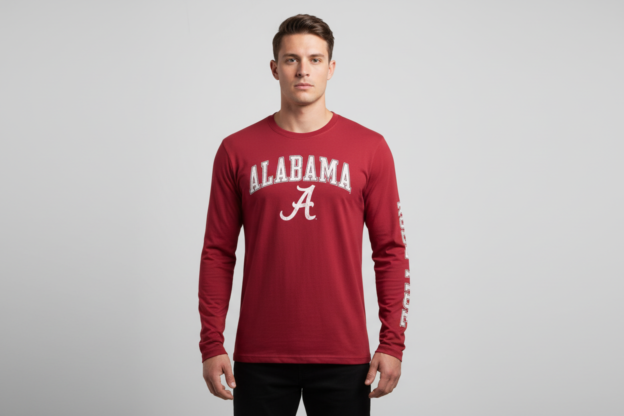 Alabama Crimson Tide Fanatics Distressed Arch Over Logo Long Sleeve T-Shirt - Crimson