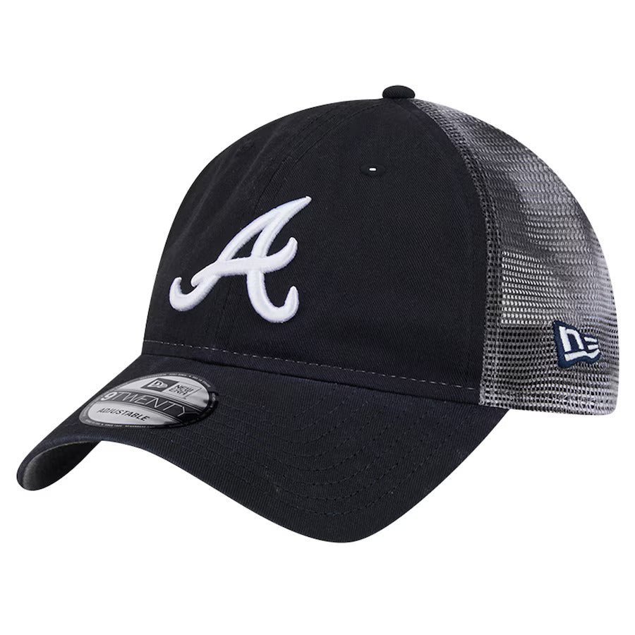 Atlanta Braves New Era Team Slick Trucker 9TWENTY Adjustable Hat - Navy - J&W Sports Apparel